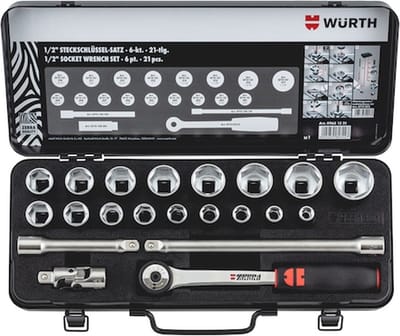 Wurth - 1/2 inch dopsleutels Assortiment met 21 stuks - 1/2 inch dopsleutels Assortiment met 21 stuks x 1 st
