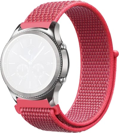 Nylon bandje - geschikt voor Samsung Galaxy Watch 7 / Watch FE / Watch 6 / Watch 6 Classic / Watch 5 / Watch 5 Pro / Watch 4 / Watch 4 Classic / Watch 3 41 mm / Active / Active 2 / Watch 42 mm - donkerroze