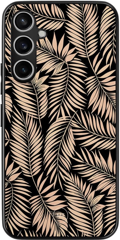 Hoesje geschikt voor Samsung Galaxy S23 FE - Palm silhouette - TPU Hard Case Backcover - Zwart, Bruin - Mooie Telefoonhoesjes