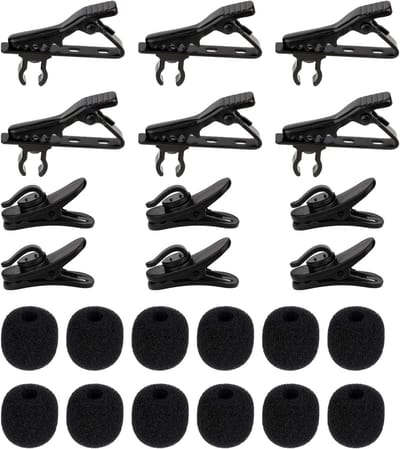 Famanu 24 stuks metalen microfoon stropdas clip microfoon windscherm microfoon draad clip kit, microfoon halsband clip vervangingen voor Lavalier microfoons