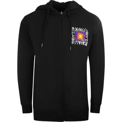 Cavalli Class Aysmmetric Box Design zwarte hoodie met rits