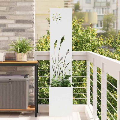 vidaXL - Tuin - Privacy - Scherm - Wit - 32 - x - 32 - x - 150 - cm - Koudgewalst - staal