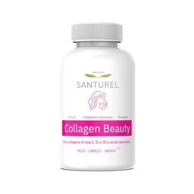 Santurel Collagen Beauty - Vermindert rimpels - Versterkt het haar - Tegen broze nagels - Collageen Complex - Gotu kola - Heermoes - 90 Capsules