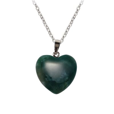 Fako Bijoux® - Ketting Met Hartje - Hart Natuursteen - 20x20mm - Indiase Agaat - 50cm