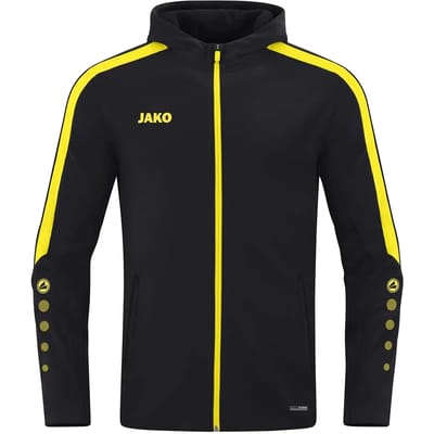 Jako Power Jas Met Kap Dames - Zwart / Geel | Maat: 34