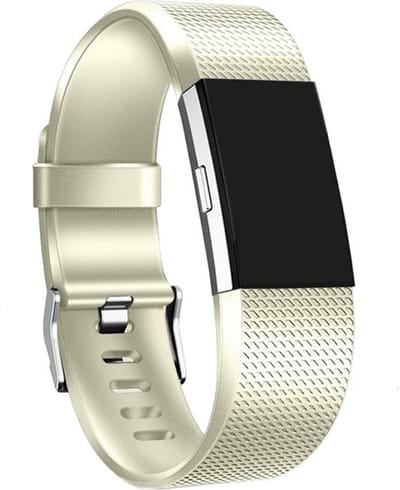 By Qubix - Compatible Fitbit bandje - Geschikt voor fitbit Charge 2 sportbandje - Maat: Large - Vintage Goud - Horlogeband - smartwatchbandje