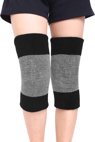 Een paar mannen vrouwen dikke thermische kniebraces beenwarmers - bloedsomloop verbetert gewrichtspijnverlichting artritis winter ademende kniebeschermers beenmouwen voor skiën fietsen dansen