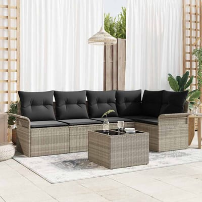 vidaXL - Tuinbank - Set - 6 - st - Grijs - poly - rattan