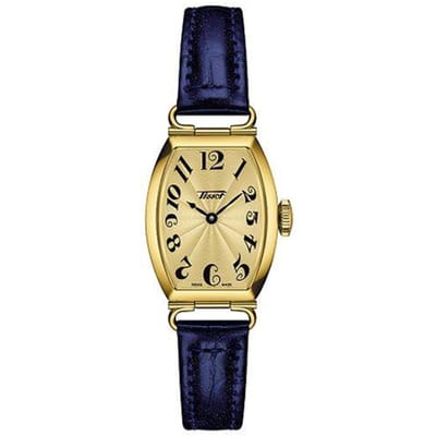 Tissot Porto Serie Quartz Horloge 30m Waterbestendig Dameshorloges Goud Staal Leer T128.109.36.022.00 Gold Dial beige