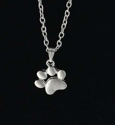 Ketting met hanger Kat Hond voetafdruk Cat Dog Footprint zilverkleur