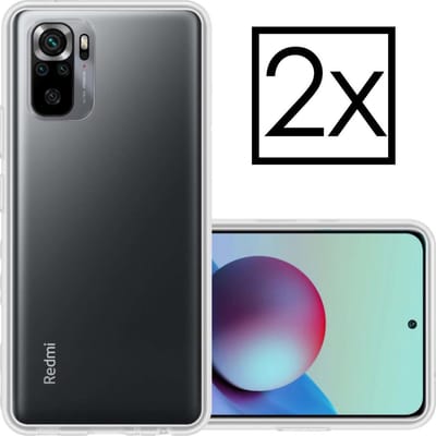 Hoesje - 2 Stuks - Geschikt voor Xiaomi Redmi Note 10S - Sterk & Shockproof - Case Siliconen - Back Cover - Telefoon Hoes - Transparant