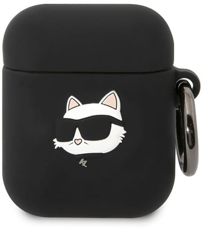 Karl Lagerfeld KLA2RUNCHK AirPods 1/2 cover black/black Silicone Choupette Head 3D