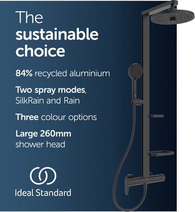 Ideal Standard ALU+ - Doucheset met kraan, diameter 26 cm, 2 stralen, zijde zwart BD584XG