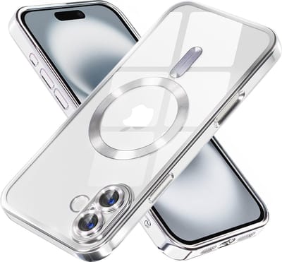 Hoesje geschikt voor Apple iPhone 16 Plus - Techsuit Luxury Crystal Back Cover - Geschikt voor MagSafe - Transparant/Zilver