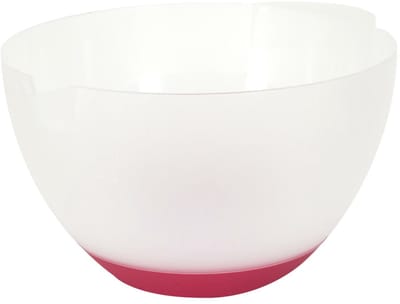 Lily Cook Beslagkom/mengkom - 3 liter - kunststof - transparant/rood - schenktuit - handvat - keuken - met antislip bodem