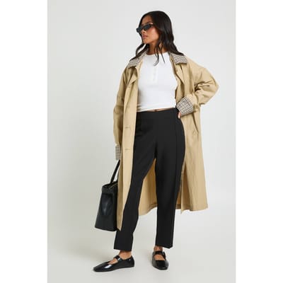 Dames Petite Boohoo Basics Getailleerde Toelopende Broek | Zwart | Maat: 34