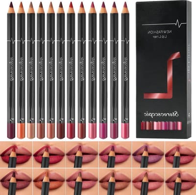 12-delige lipliner set, waterdichte lipliners met matte finish, langdurige en smudge-proof lippotloden