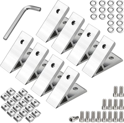 Aluminium Profielverbindingen - Hoekverbinders - Doe-het-zelf Projecten - 45 Graden Hoek - 20x20 mm - Zilver