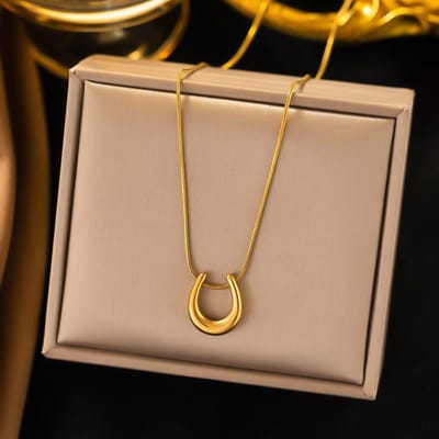 Roestvrij Staal Eenvoudige U-Vorm Hanger Ketting Voor Vrouwen Niche Premium Ketting Sieraden Accessoire Cadeau beige
