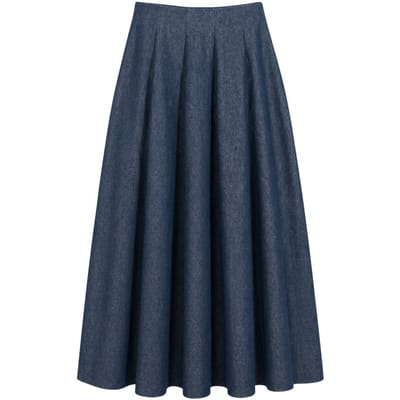 Hoge Taille A-Lijn Midi Jeansrok