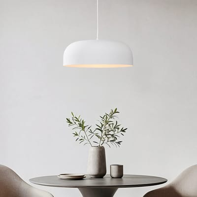 LumenXL Minimalistische Wabi Sabi hanglamp Hinoto - wit steeneffect - Ø40 cm