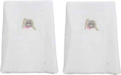 Konijntje - hoes voor aankleedkussen - 70x50 cm - roze - set van 2 stuks
