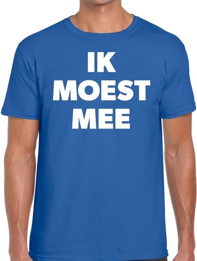 Ik moest mee t-shirt blauw voor heren S