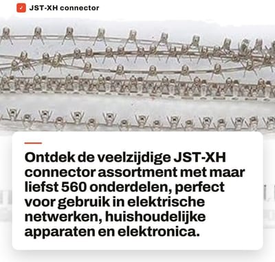 Dailygoods - JST-XH connector - 560pcs connector kit - 2.54mm - Duurzaam en praktisch - Geschikt voor elektronica - Inclusief opbergbox