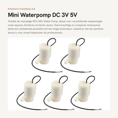 Dailygoods - Mini Waterpomp - DC 3V 5V - Submersible Motorpomp - Compact formaat - Aquarium en Fontein - Watercirculatie - Geschikt voor zoetwater - K...