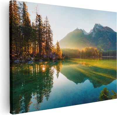 Artaza Canvas Schilderij Herfstbos - 40x30 cm - Klein - Wanddecoratie Bergen - Muurdecoratie Landschap - Schilderijen Op Canvas
