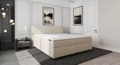Mörgenn Duurzame Boxspring Teddy - Pocketvering - Beige - 180x200 cm - Inclusief Dekbed en Kussens
