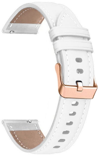 Leren bandje - geschikt voor Garmin Venu 2s / 3s / 4 (41mm) / Vivoactive 4s / Forerunner 255s / 265s - Huawei Watch GT 5 Pro - 42mm / GT 6 / GT 5 / GT 4 - 41mm - wit