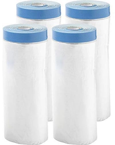 Afdekfolie met Plakband - 4 Stuks - 240 cm x 17 m - UV-Bestendige Schilderfolie
