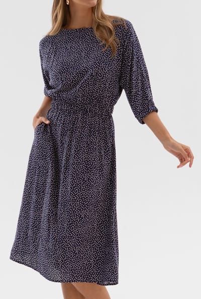 Starry Indigo - Dames jurk | Viscose | Blauwe | Maat 36/S