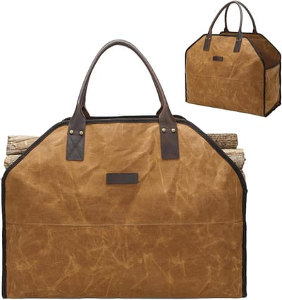 Brandhout Tas - Hout Opslag - Open Haard - Waterafstotend - 59 x 17 x 48 cm - Geel