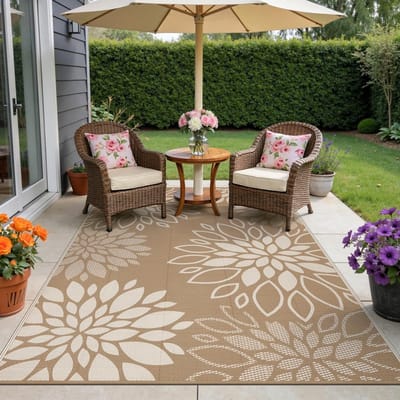 Weerbestendige, omkeerbare buitenkleed voor camping en tuin, UV-bestendig, lichtgewicht, 180 x 270 cm, perfect voor balkon en terras