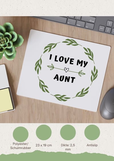 Akyol - i love my aunt Muismat - Tante - liefste tante - verjaardag - cadeautje voor tante - tante artikelen - kado - geschenk - 23 bij 19 cm