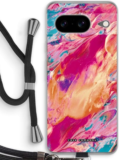 Case Company® - Hoesje met koord geschikt voor Google Pixel 8 hoesje met Koord - Pastel Echoes - Telefoonhoesje met Zwart Koord - Bescherming aan alle Kanten en Over de Schermrand