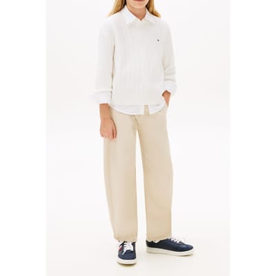 Tommy Hilfiger Girls Pointelle Cable Sweater Ivory Silk Taglia: 10 | Maglioni Outlet | kids | Bianco