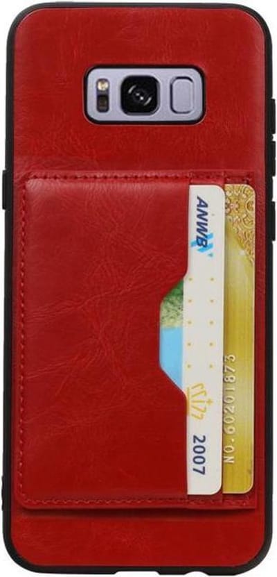 Rood Staand Back Cover 2 Pasjes Hoesje voor Galaxy S8 Plus