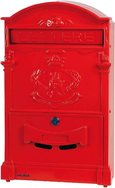 Brievenbus - Postbus - Post ontvangen - Gegoten aluminium - 41 x 26 x 8 cm - Rood