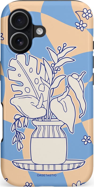 Casetastic hoesje geschikt voor Apple iPhone 17 - MagSafe - Dubbellaagse bescherming - Bosje vol blauw - Fashion Case - Lichtblauw Beige Zilver Perzik