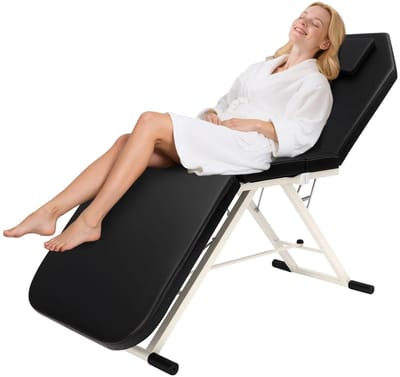 ITRONIQ Massagetafel Inklapbaar - Opvouwbare Behandeltafel - Verstelbare Rugleuning en Beensteun - Tot en Met 250 KG - Zwart