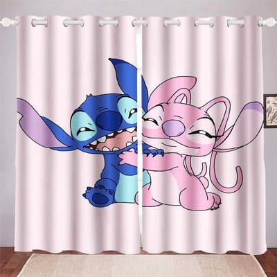 Stitch Cartoon Anime Stofdicht Balkonscherm Gordijnen Voor Woonkamer Slaapkamer Verduisterende Gordijnen Polyester Thuis 100x140