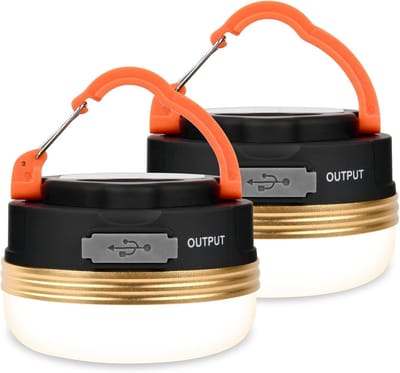 Lzwintrading Camping Lamp - Kampeerlamp - Tentlamp Oplaadbaar-Campinglamp Oplaadbaar - 3 modi,waterdicht, met 1800 mAh powerbank, led, campinglantaarn, tentverlichting voor vissen, wandelen, kamperen, noodgevallen - 2 stuks