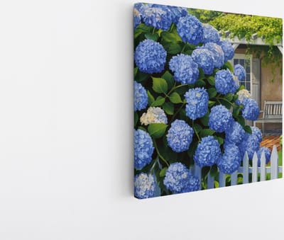 Saammp Canvas Schilderij - blauw - Abstract - Bloemen - Natuur - 20x20 - Foto op canvas - Wanddecoratie - Muurdecoratie Woonkamer - Kantoor Decoratie