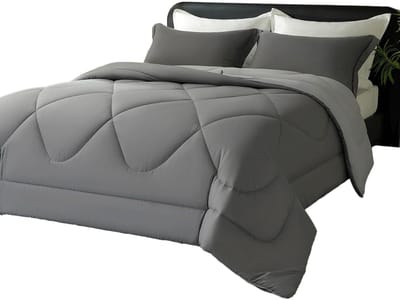 White-Label® Dekbed 240x220 - 2 Persoons 4 Seizoenen - Wasbaar - Extra Zacht - Grijs en lichtgrijs