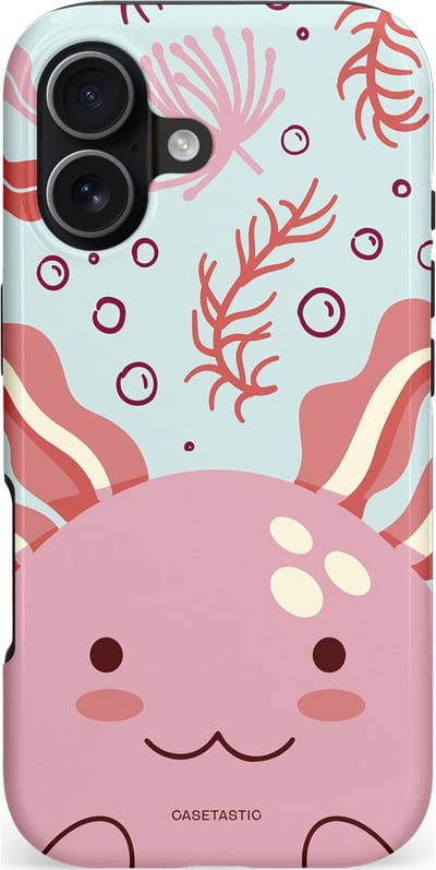 Casetastic hoesje geschikt voor Apple iPhone 17 - MagSafe - Dubbellaagse bescherming - Axolotl knuffels - Fashion Case - Lichtroze Lichtgrijs Koraal