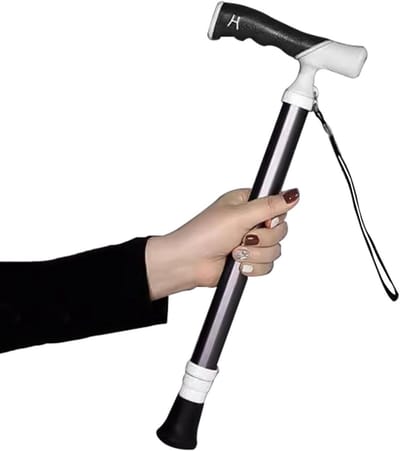 Telescopische blindenstok - Opvouwbare wandelstok - Onafhankelijk lopen - T-vormige handgreep - 38-105 cm - Zwart