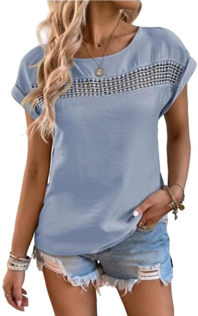 Modieus dames T-shirt - Ronde hals - Zomer - Fashion - Luchtig - Korte mouw